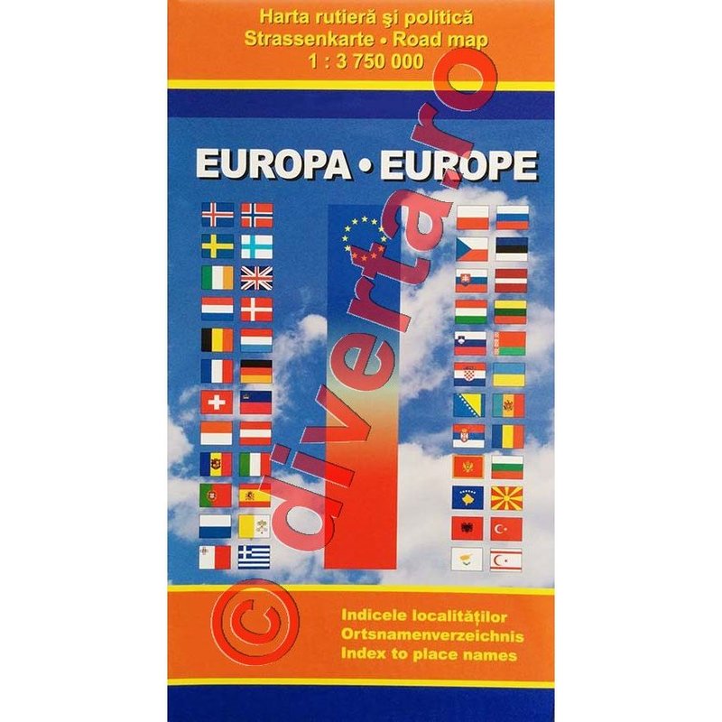 Europa, harta pliata rutiera, politica, 90x125cm,
